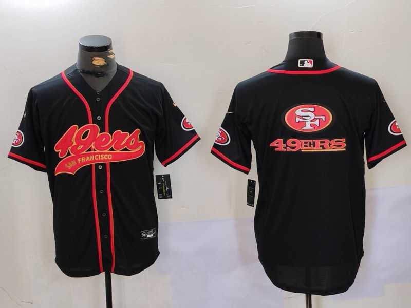 Mens San Francisco 49ers Team Big Logo Black With Patch Cool Base Stitched Baseball Jersey